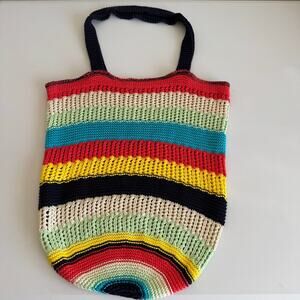 Zara Accessories Crochet Multi Colored Boho Hippie Beach Tote Bag